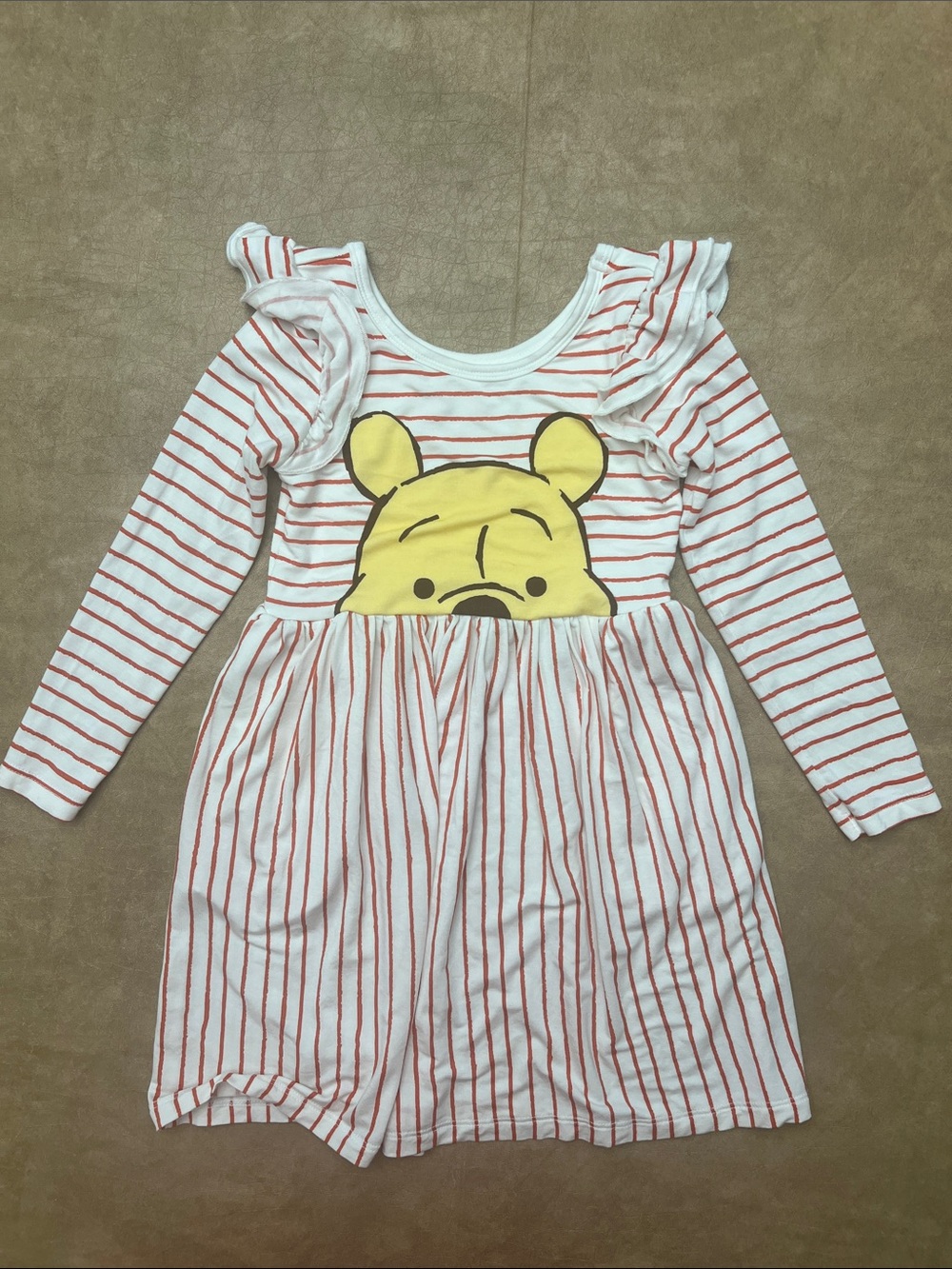 Little Sleepies Winnie the Pooh Dress Girls Long Sleeve Orange Stripe - Size 4T